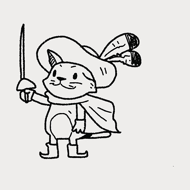 Puss in boots doodle stock illustration