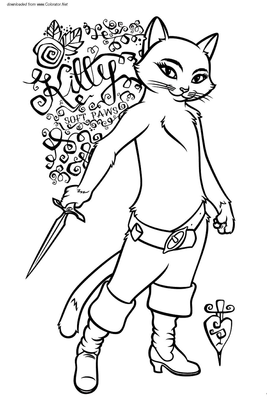 Coloring page puss in boots animation movies â printable coloring pages