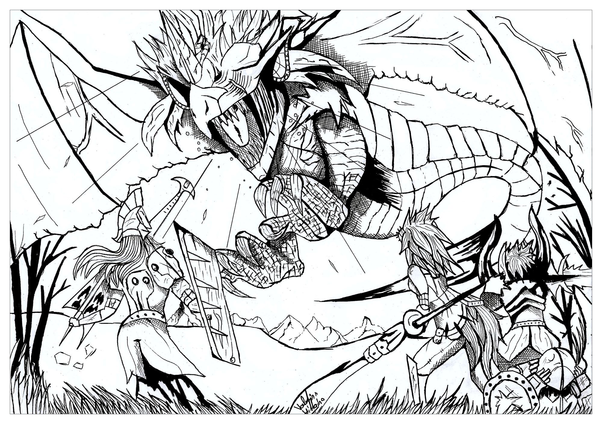 A coloring page inspired by video games monster hunter and dragon rathian from the gallery dâ dragon coloring page turtle coloring pages adult coloring pages