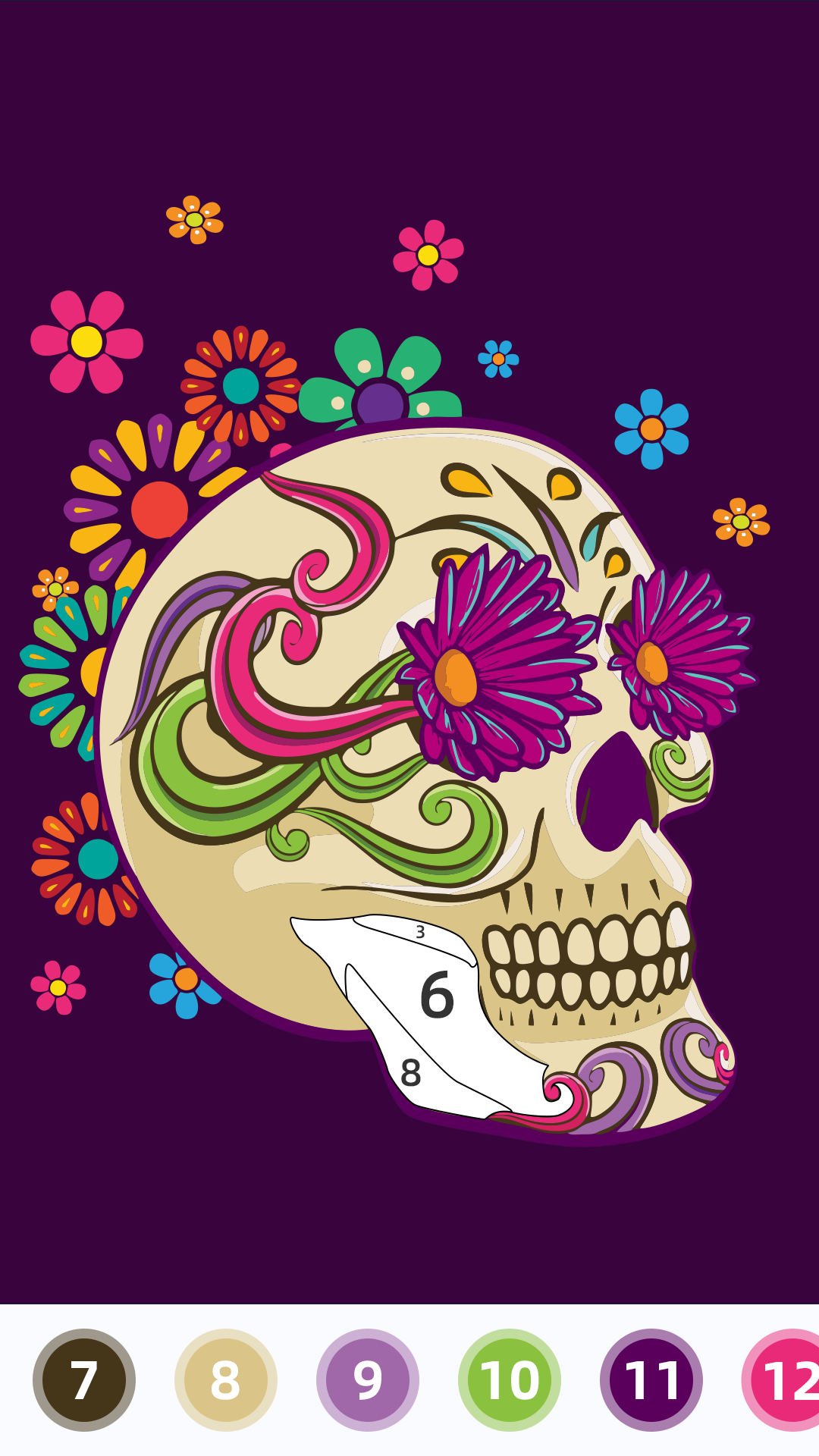 Play skull coloring book color game online for free on pc mobile