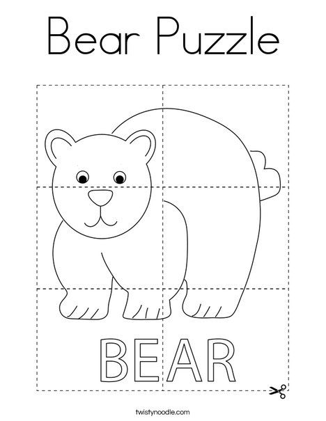 Bear puzzle coloring page animal puzzle printable bear coloring pages brown bear brown bear activities