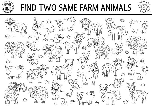 Coloring worksheet with a cow stock illustrations royalty