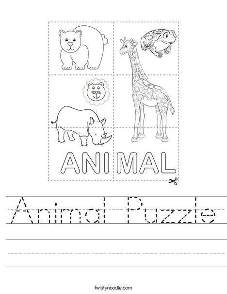 Animal puzzle worksheet