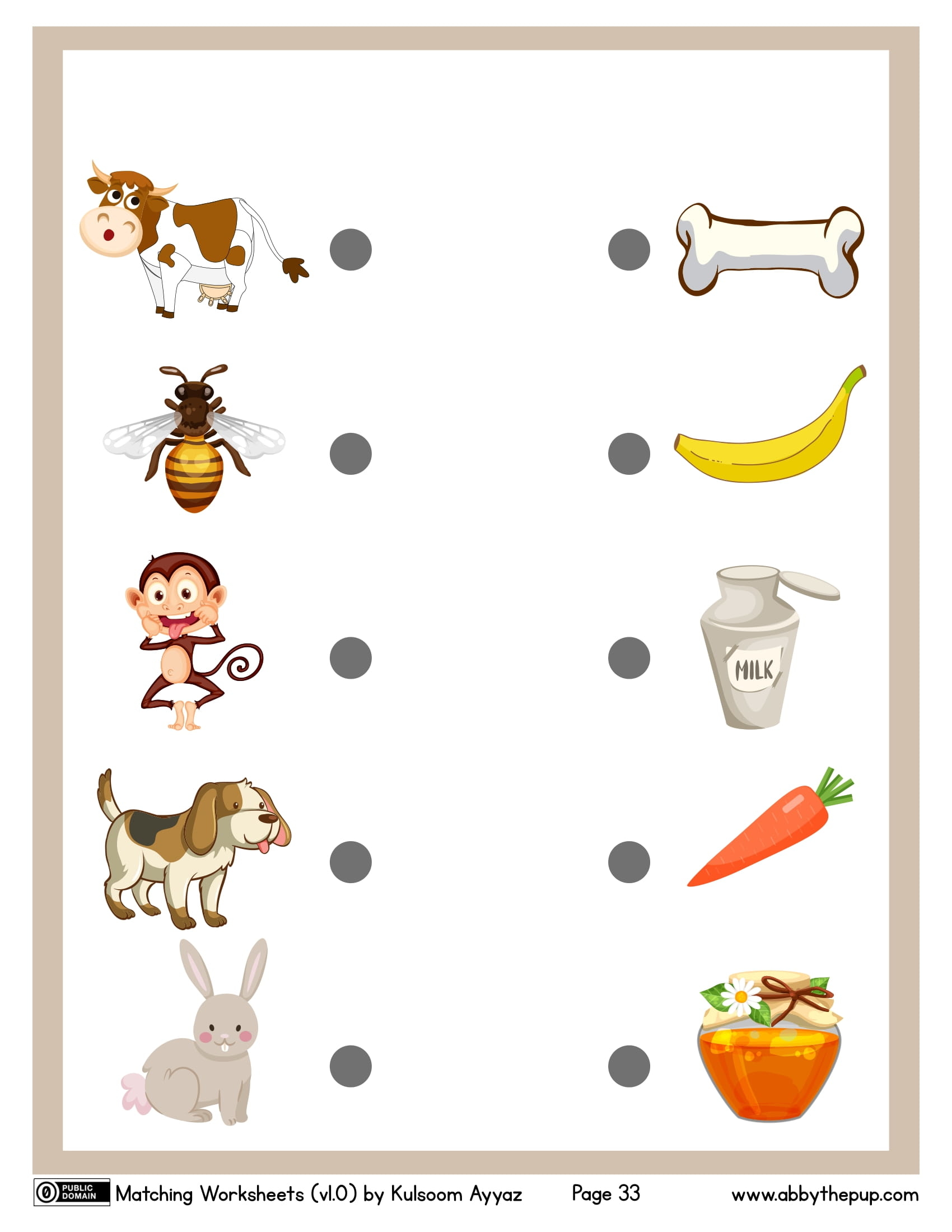 Match animal with picture worksheet free printable puzzle games