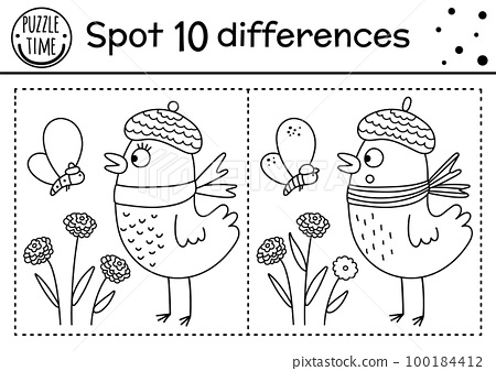 Find differences line game for kids black and