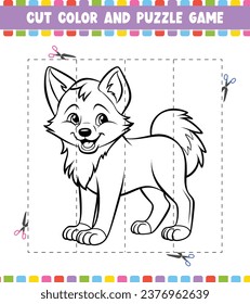 Cut color education worksheet game kids stock vector royalty free