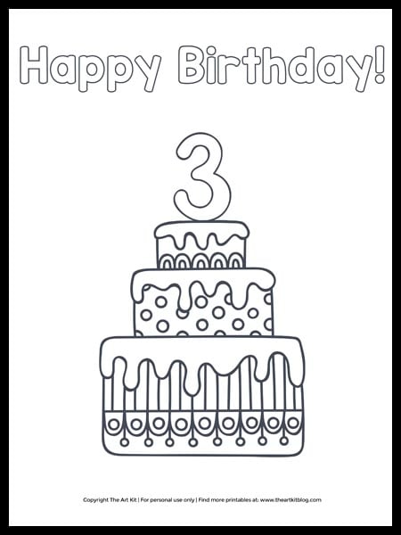 Free download happy th birthday cake coloring page â the art kit