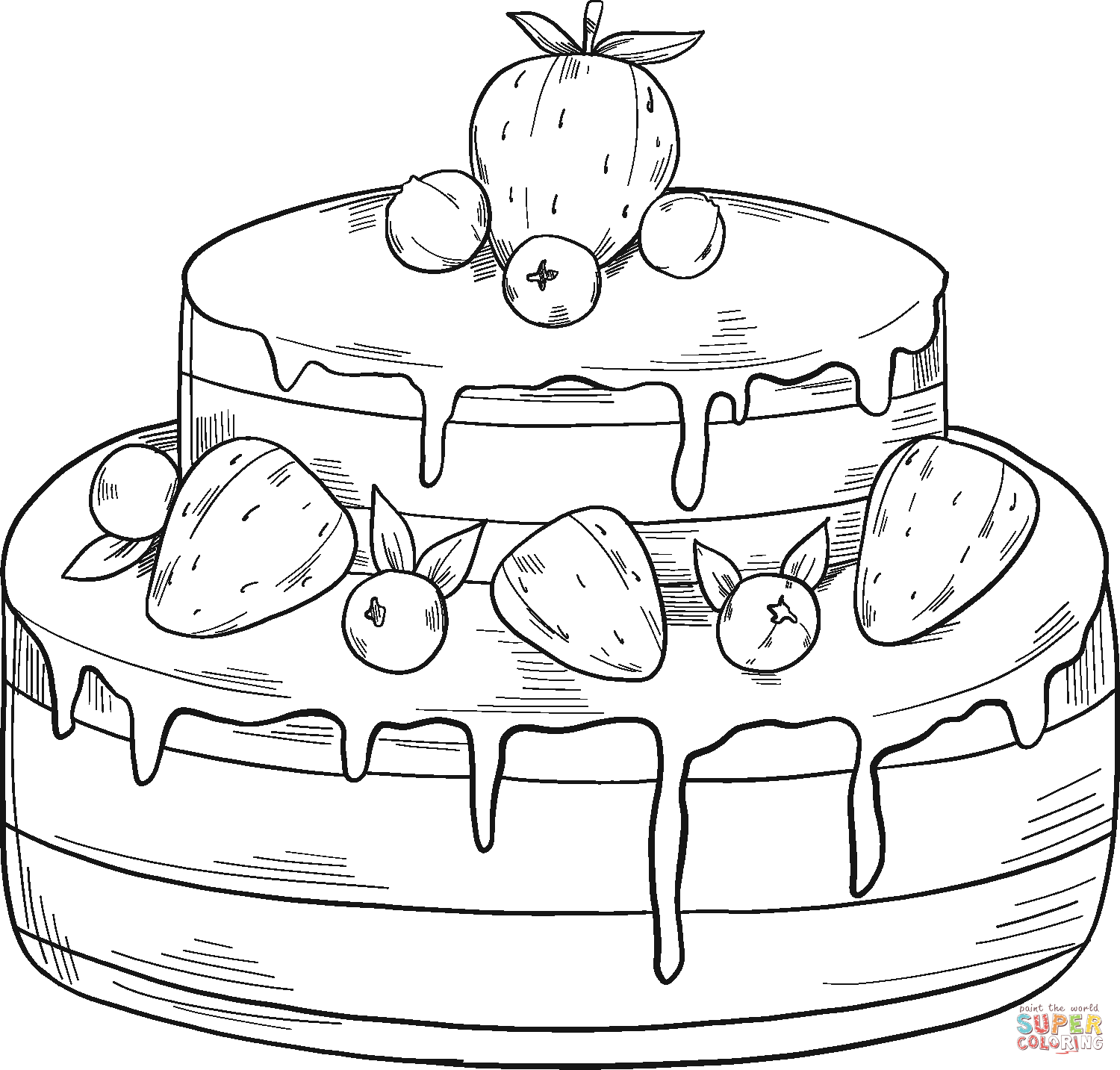Berry cake coloring page free printable coloring pages