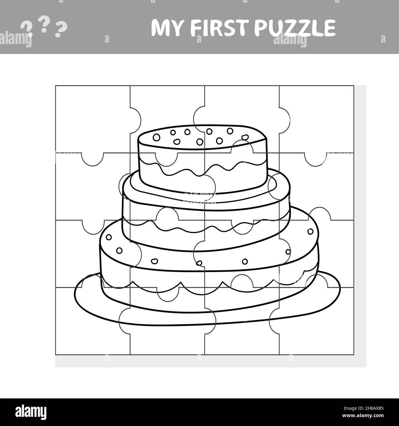 Education paper game for children sweet cake my first puzzle game for kids pieces of puzzle coloring page stock vector image art