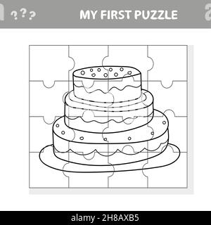 Education paper game for children sweet cake my first puzzle game for kids pieces of puzzle coloring page stock vector image art