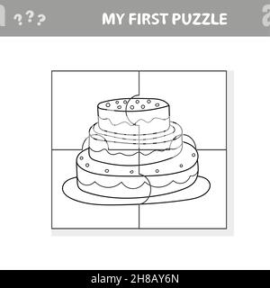 Education paper game for children sweet cake my first puzzle game for kids pieces of puzzle coloring page stock vector image art