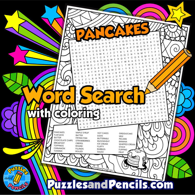 Pancakes word search puzzle with coloring pancake day wordsearch made by teachers