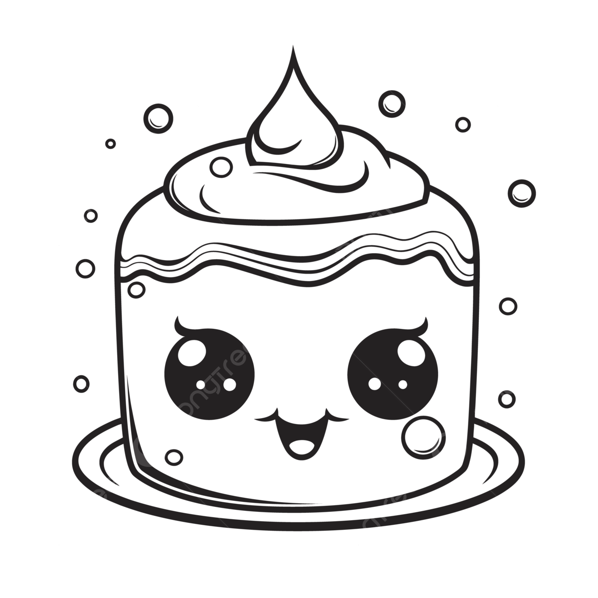 Cute kawaii cake coloring page outline sketch drawing vector kawaii drawing cake drawing wing drawing png and vector with transparent background for free download