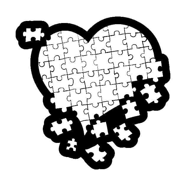 Autism awareness heart puzzle coloring page