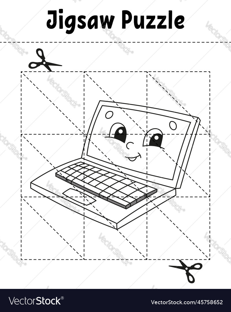 Jigsaw puzzle coloring page for kids back vector image