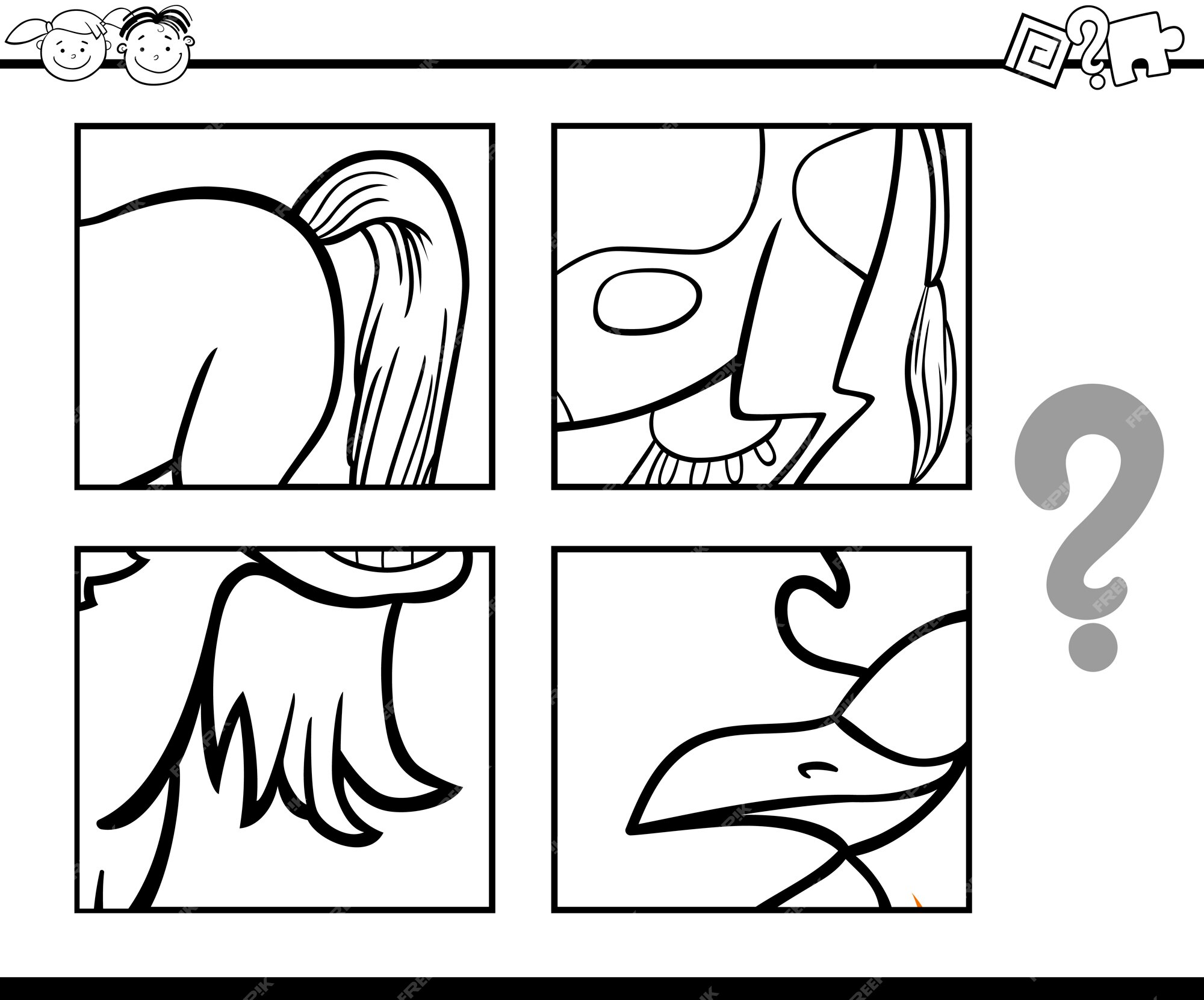 Premium vector educational puzzle coloring game