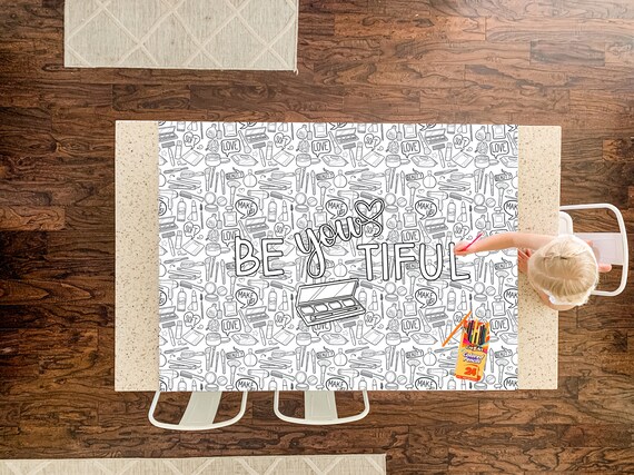 Makeup doodle dress up girl table cloth coloring page extra large poster large coloring page kids activity coloring coloring banner fashion