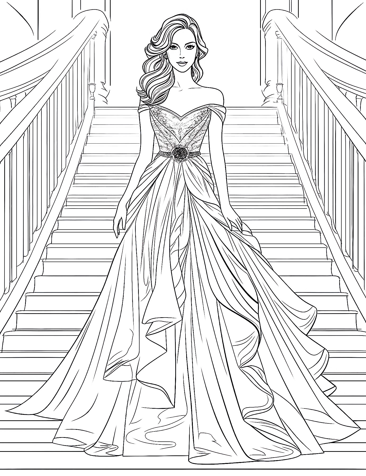Stunning dress coloring pages for kids and adults