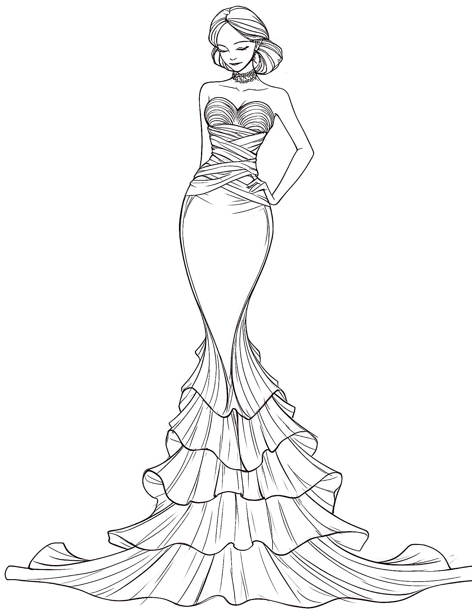 Stunning dress coloring pages for kids and adults