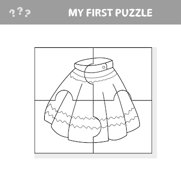 Premium vector my first puzzle with cartoon skirt easy game for kids educational worksheet for children coloring page