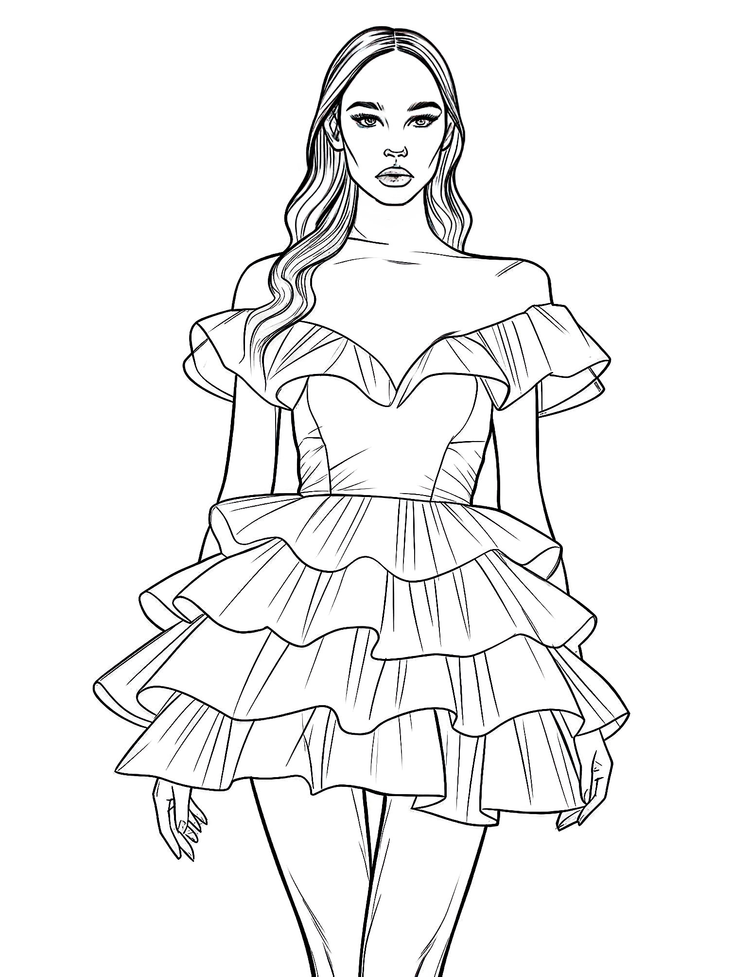 Stunning dress coloring pages for kids and adults