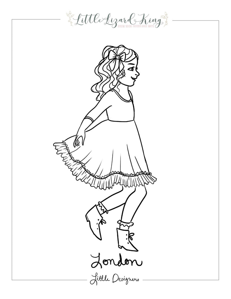 London dress coloring page â little lizard king