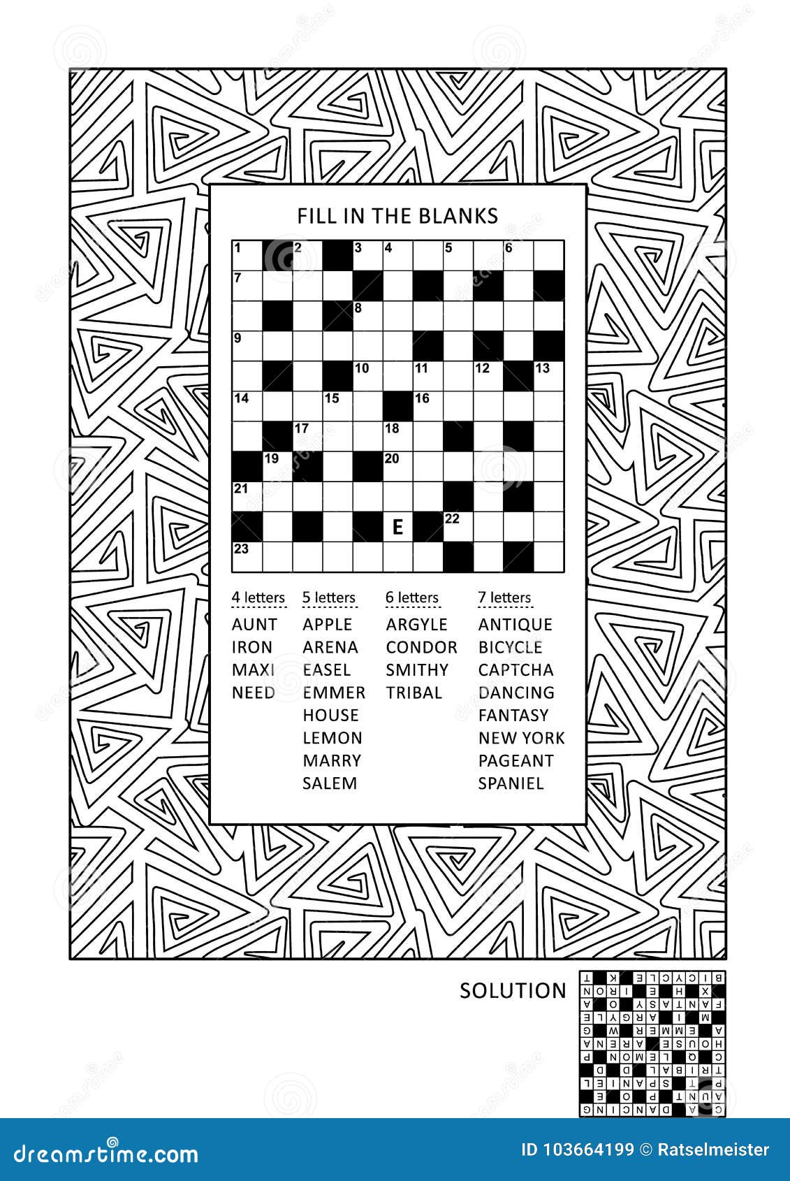 Puzzle and coloring activity page for adults stock vector
