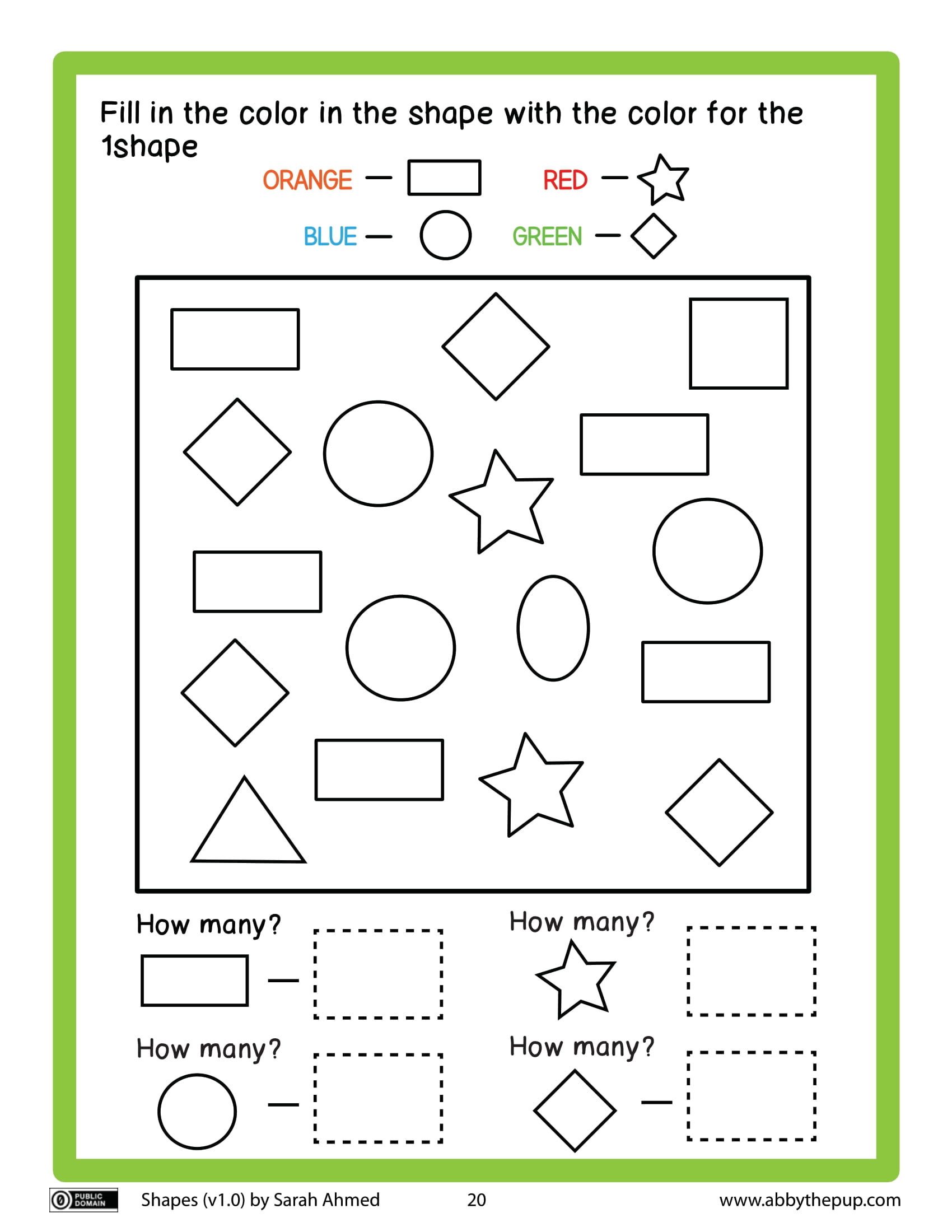 Fill in the color in the shape with the color for the shape free printable puzzle games