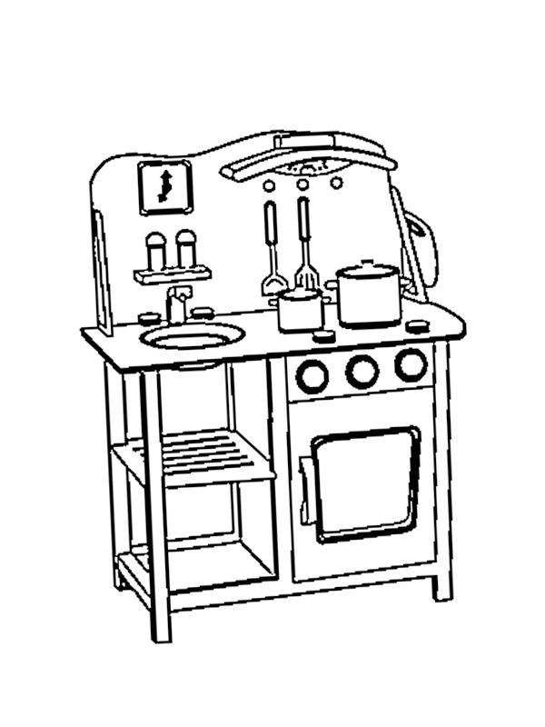 Toy kitchen coloring page