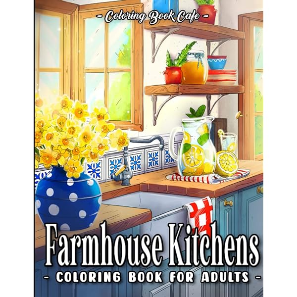 Farmhouse kitchens coloring book for adults charming and cozy country