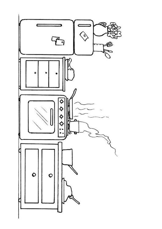Coloring page kitchen