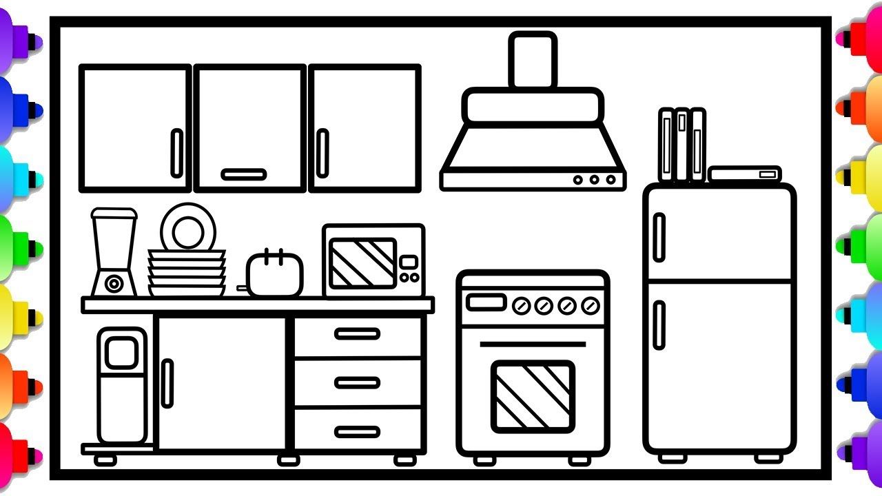 Glitter kitchen for kids easy step by step ððððð kitchen coloring page coloring pages easy coloring pages easy kids