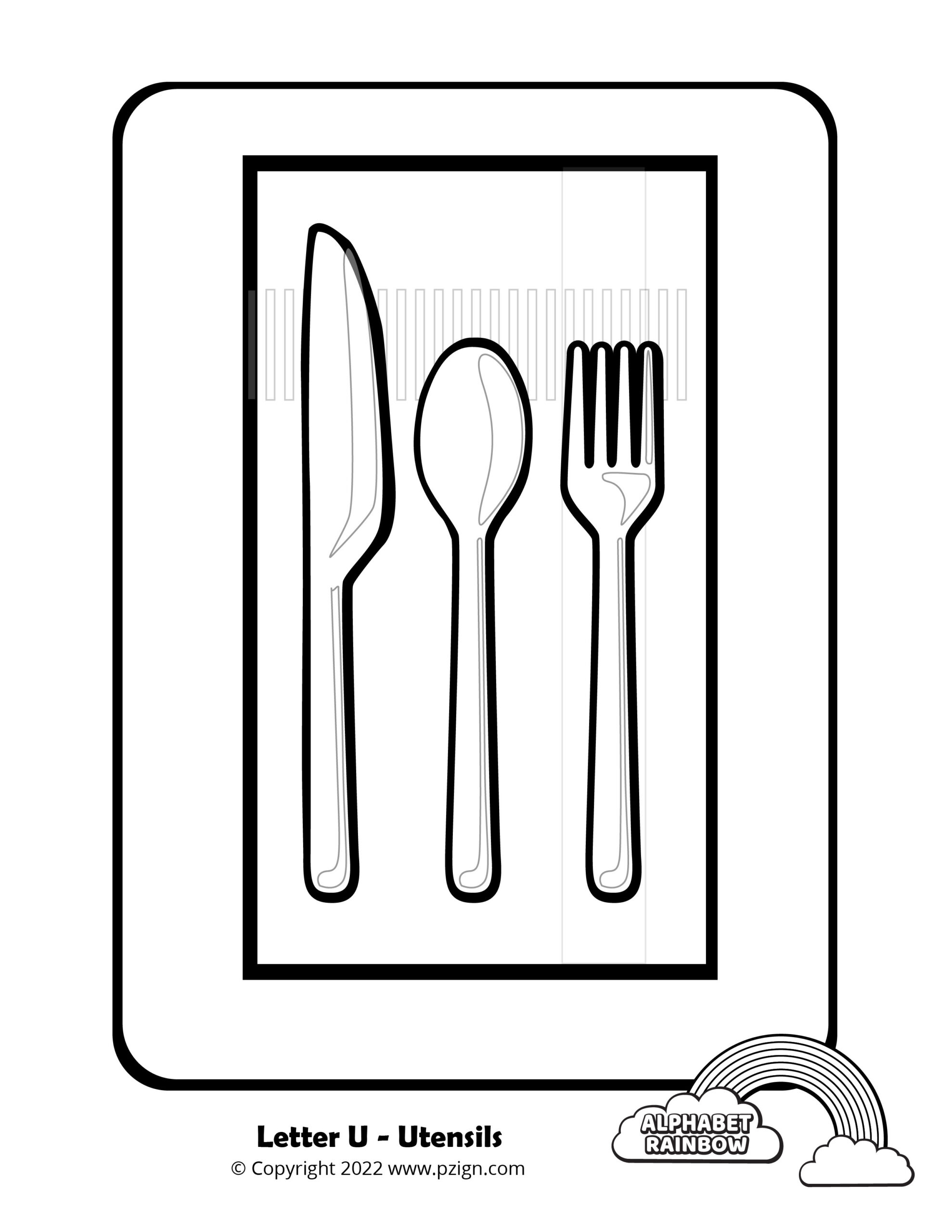 Alphabet rainbow â letter u coloring pages