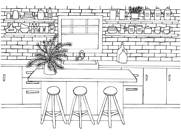 Kitchen coloring images