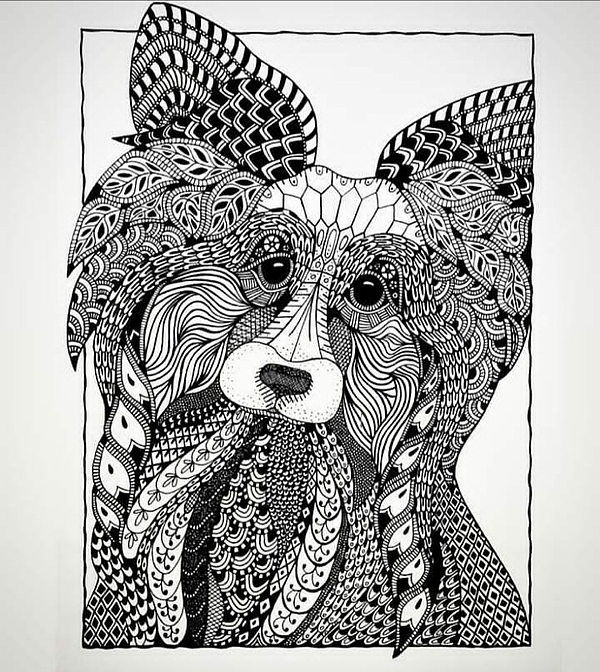 Zentangle dog jigsaw puzzle by sneha rawat