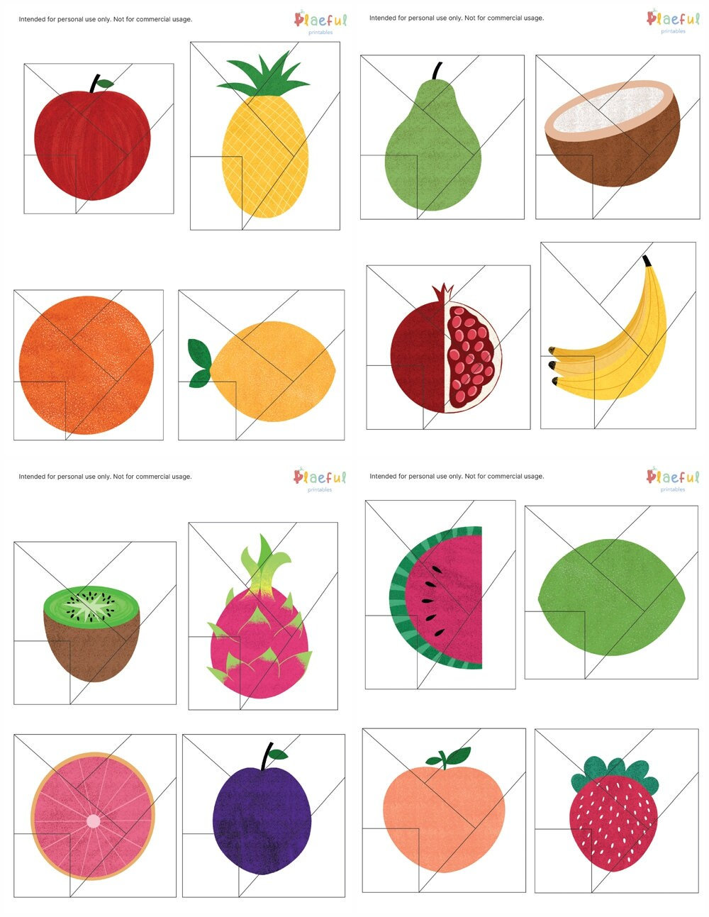 Fruit puzzle printable fruit printable fruit learning color learning kids learning printable diy puzzles preschool printables