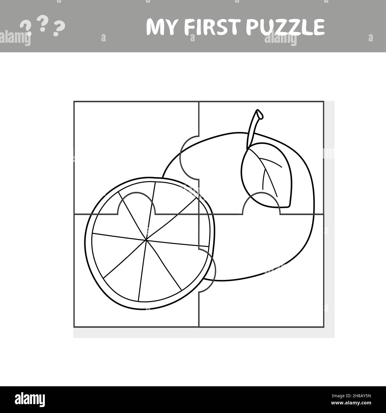 Easy educational paper game for kids simple kid application with sweet orange fruit my first puzzle
