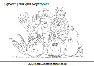 Harvest fruit and vegetables loring page