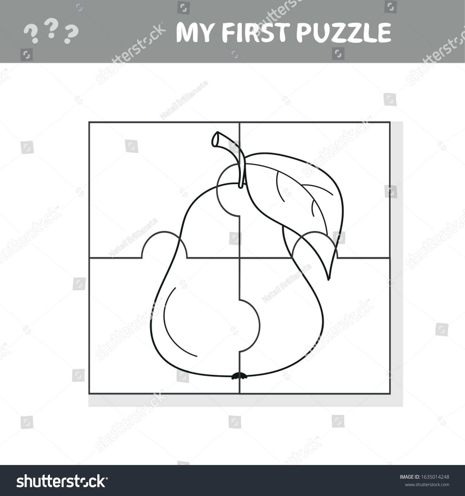My first puzzle fruits puzzle coloring stock vector royalty free