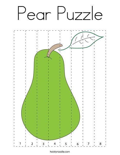 Pear puzzle coloring page