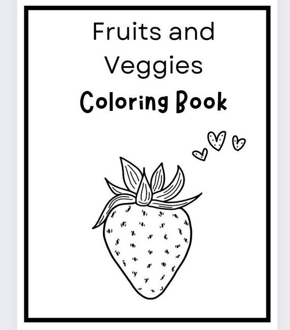 Cute fruit and veggies coloring book broccoli grapes carrots watermelon etc pages bonus puzzle digital download digital printable