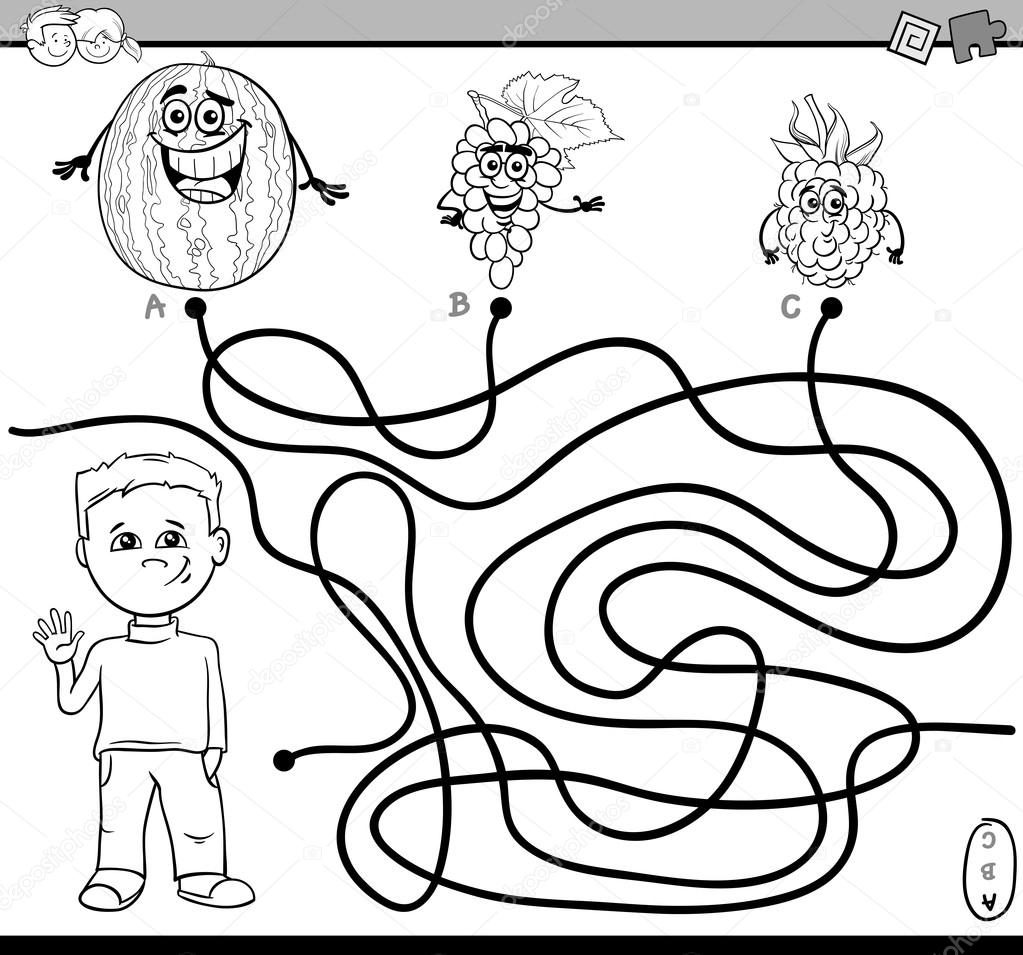 Path maze activity for coloring stock vector by izakowski