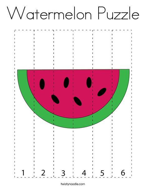 Watermelon puzzle coloring page