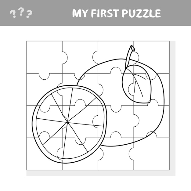 Premium vector easy educational paper game for kids simple kid application with sweet orange fruit my first puzzle