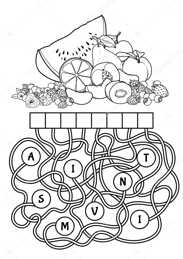 Educational puzzle game with fruits stock vector by yavi