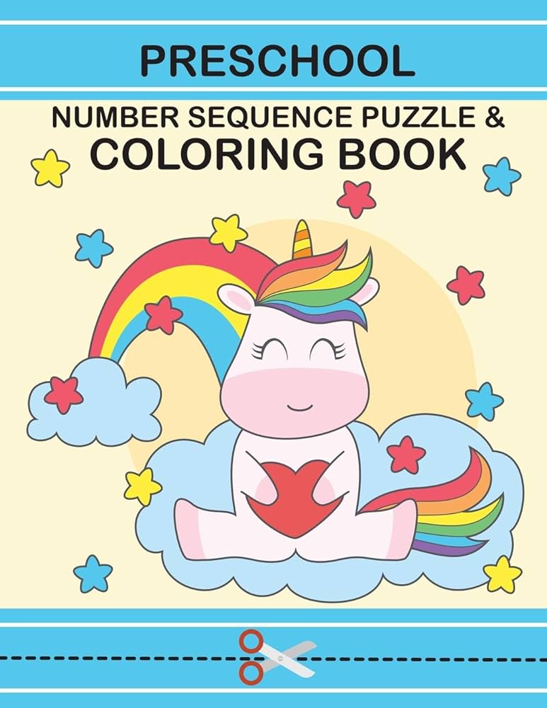Preschool number sequence puzzle coloring book activities for prek