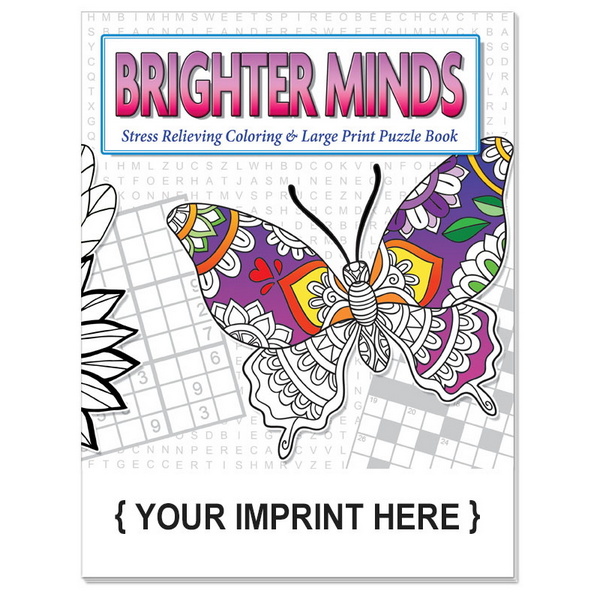 Scs adult coloring and large print puzzle book with custom imprint