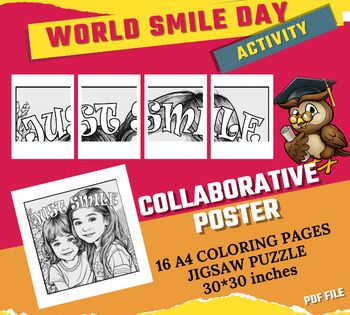 World smile day collaborative poster jigsaw puzzle art coloring bulletin board in world smile day collaborative learning team building activities