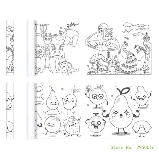 Xcm portable children drawing roll poster child graffiti scroll puzzle diy coloring drawing paper long scroll kindergarten