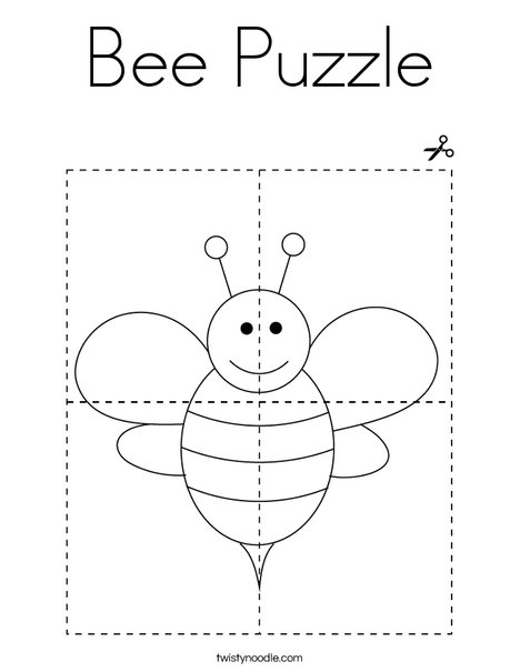 Bee puzzle coloring page